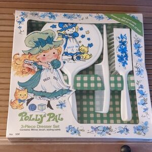 Vtg Girls Polly Pal Dresser Vanity Set Green Gingham New Old Stock 1976 Unopened